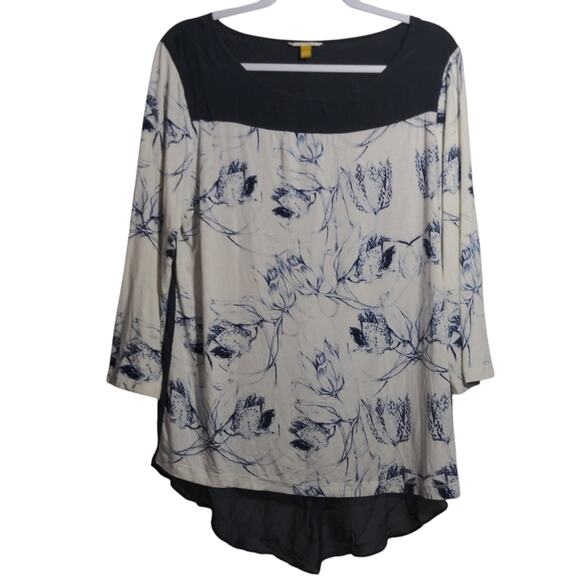 Leifsdottir Anthropologie Silk Floral Printed Hi Low Blouse Size L - Picture 1 of 8